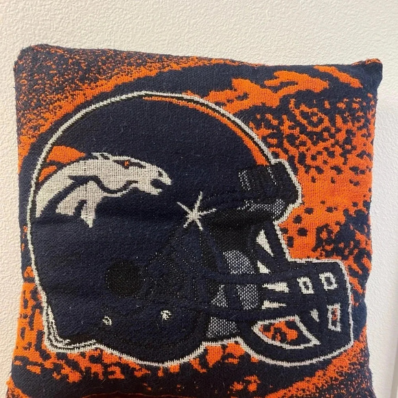 NFL Denver Broncos Logo No Name Jacquard Pillow 18"x18” by Northwest Co. Vintage - Picture 6 of 9